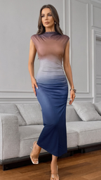 Blue Ombre Sleeveless Bodycon Maxi Dress