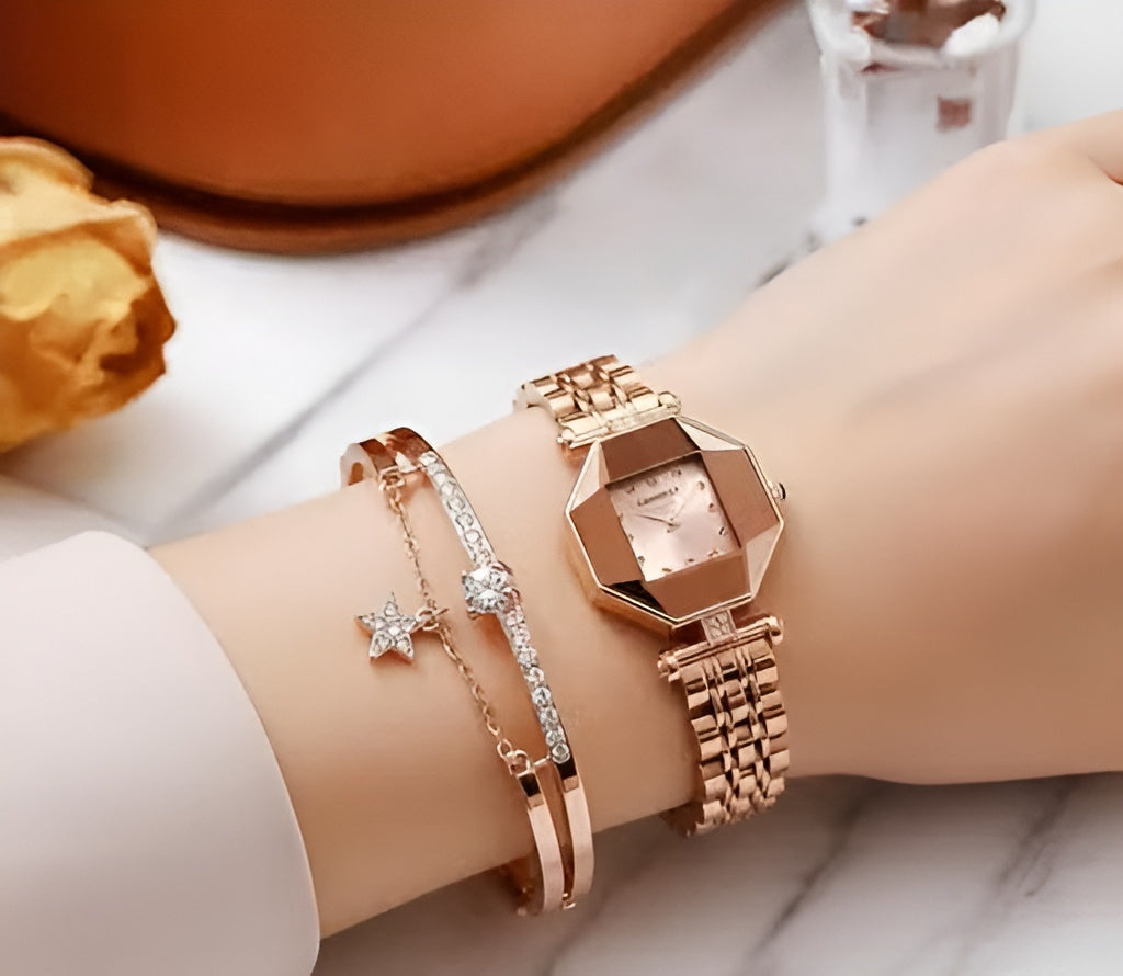 Jewelleza Rose Gold Analog Watch for Women – Elegant Casual Style