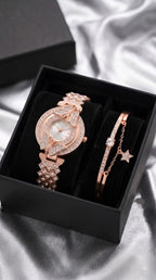 Jewelleza Rose Gold Analog Watch & Bracelet Set for Women