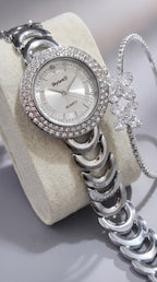 Jewelleza Silver Analog Watch with Free Bracelet for Women & Girls