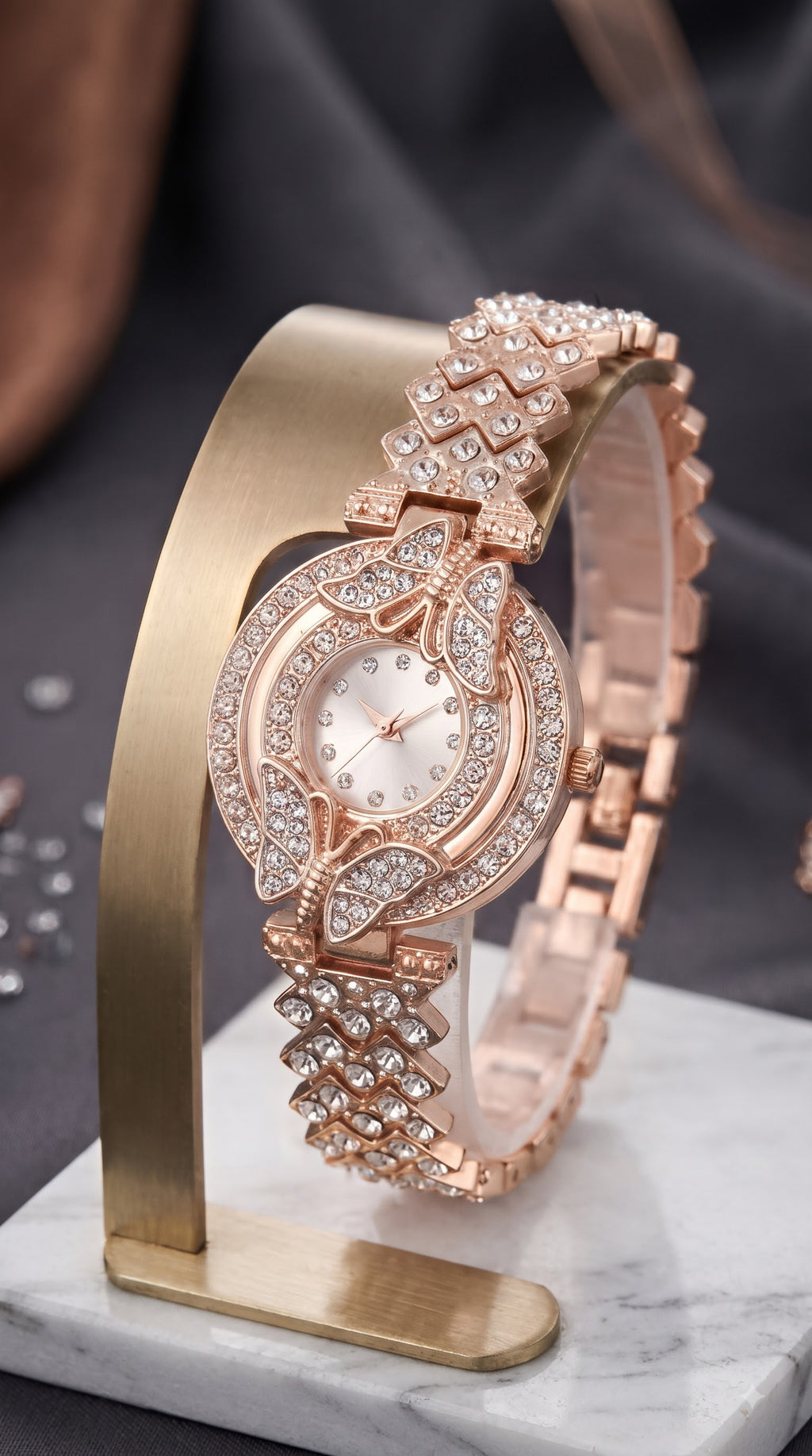 Jewelleza Rose Gold Analog Watch & Bracelet Set for Women
