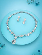 Women's Multicolor American Diamond Gold-Plated Necklace and Earrings Jewellery Set