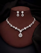 Women's Multicolor American Diamond Gold-Plated Necklace and Earrings Jewellery Set