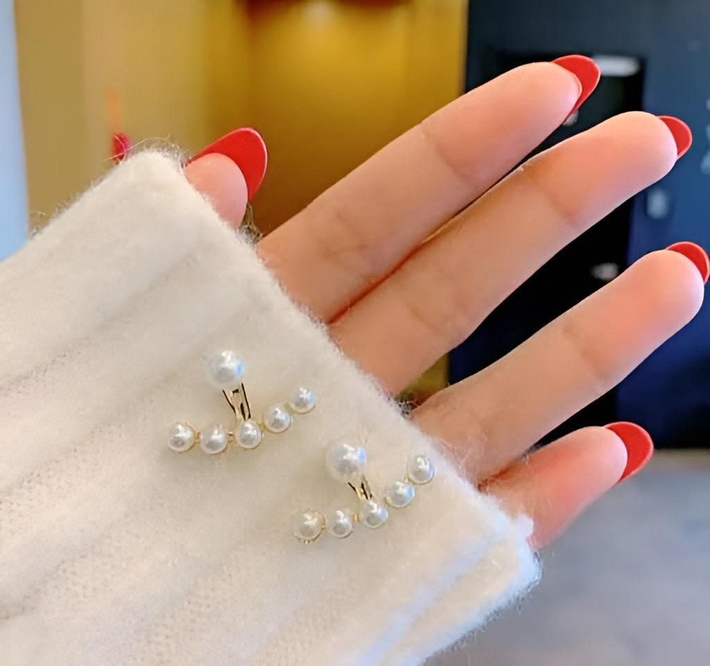 Women's Gold-Plated Pearl Stud Earrings Combo Set – Pack of 4