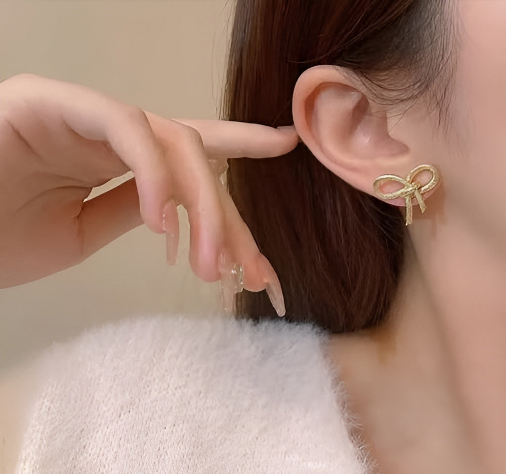 Women's Gold-Plated Pearl Korean Stud Earrings Set – Pack of 4