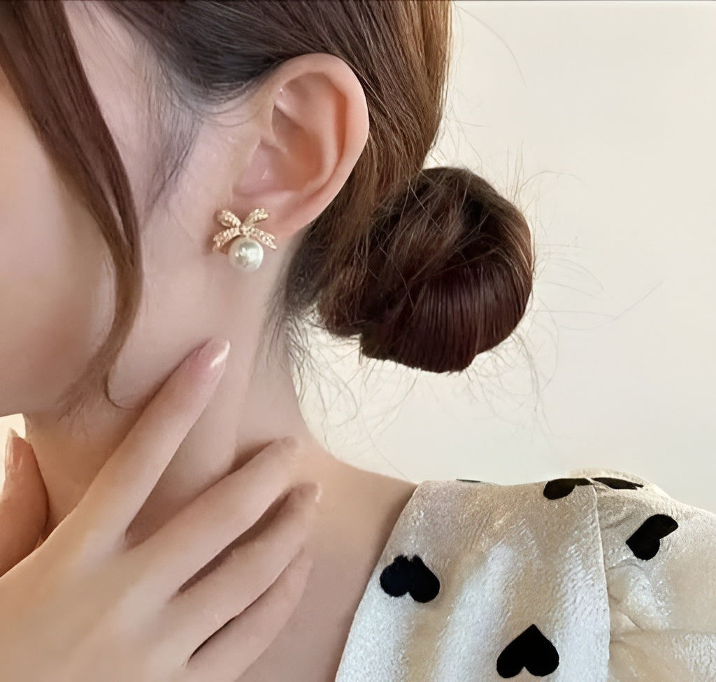 Women's Korean Gold-Plated Pearl Drop Earrings Combo Set – Pack of 5