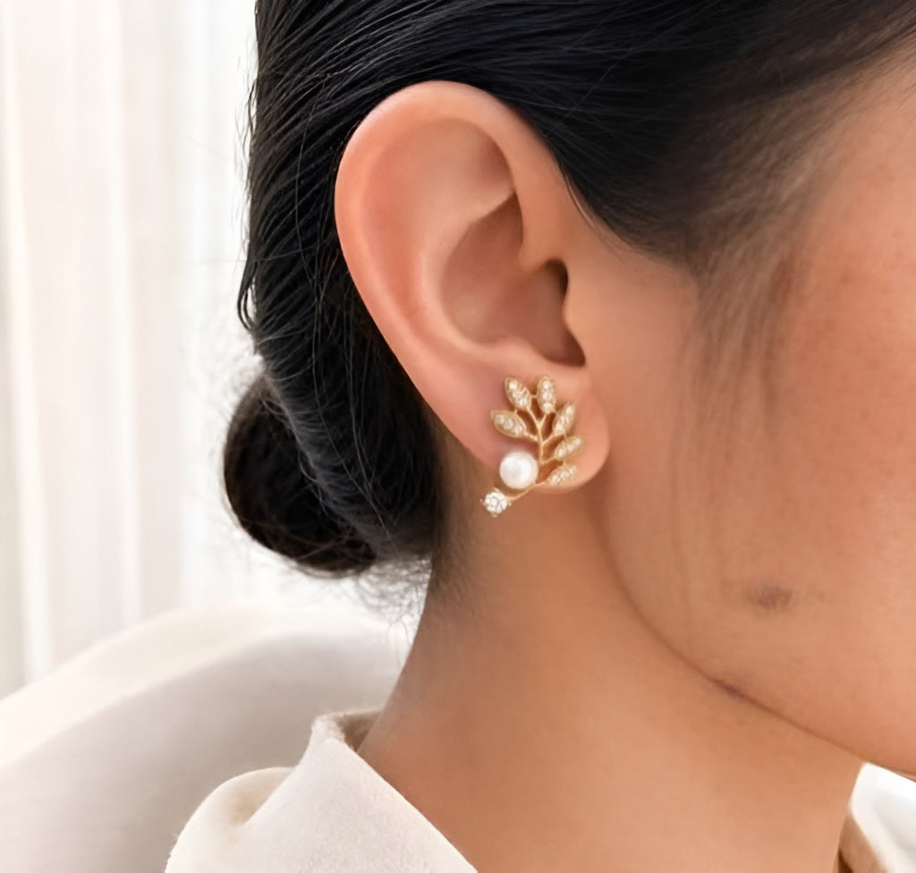 Women's Korean Gold-Plated Pearl Drop Earrings Combo Set – Pack of 5