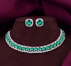 Jewelleza Green American Diamond Necklace & Earrings Set for Women