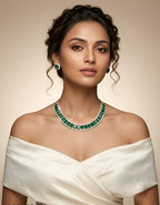 Jewelleza Green American Diamond Necklace & Earrings Set for Women
