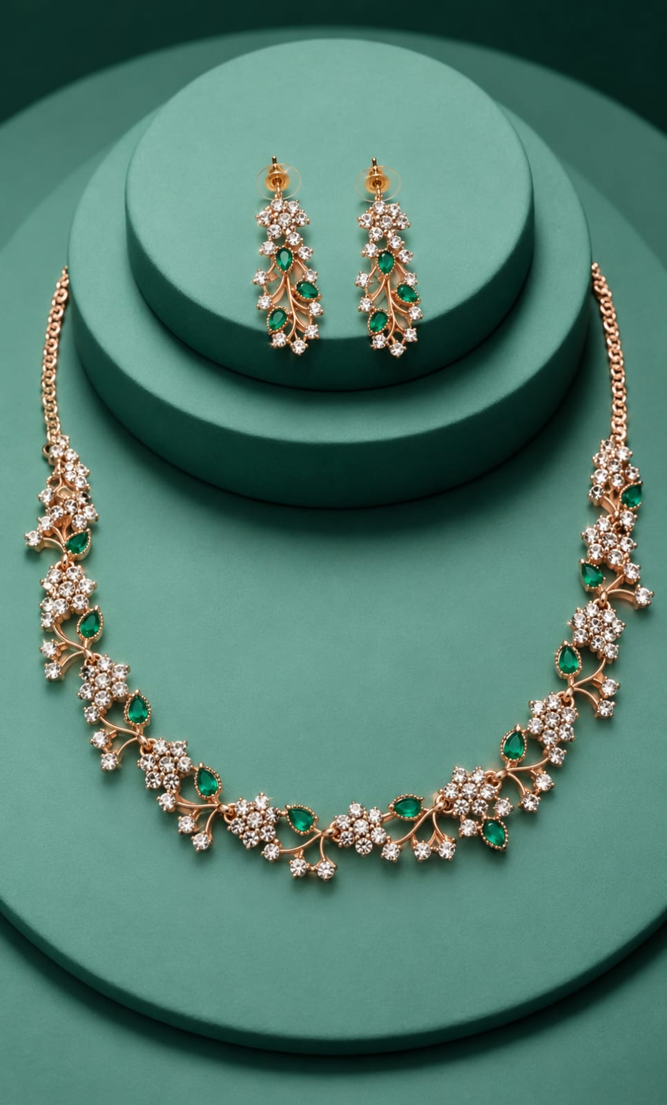 Women's White American Diamond Silver-Plated Choker Necklace and Earrings Set