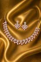 Women's Gold-Plated Filigree Necklace and Earrings Jewellery Set – Minimal Ethnic Party Wear